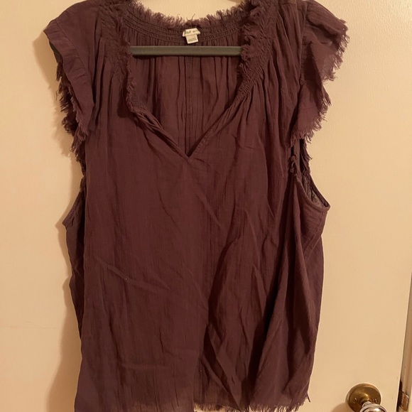 aerie Tops - Women's Frayed Sleeveless Top - Purple